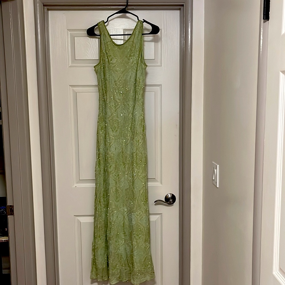 Lime green sequence prom dress/evening gown. Size 14